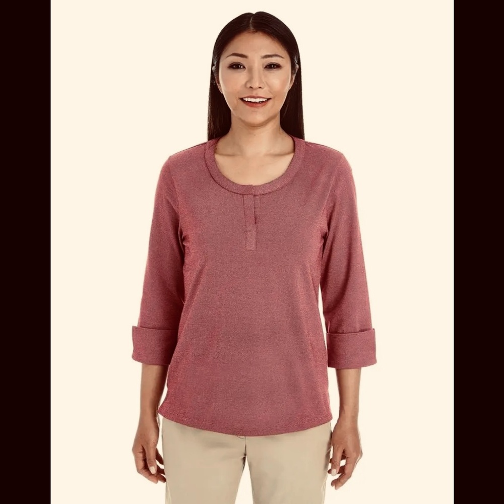Devon & Jones Ladies' Cotton Blend Melange Knit Top